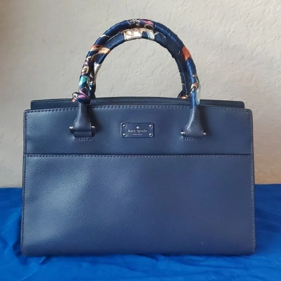 Kate Spade New York Grove Street Caley Satchel navy blue 100% leather - Picture 2 of 16